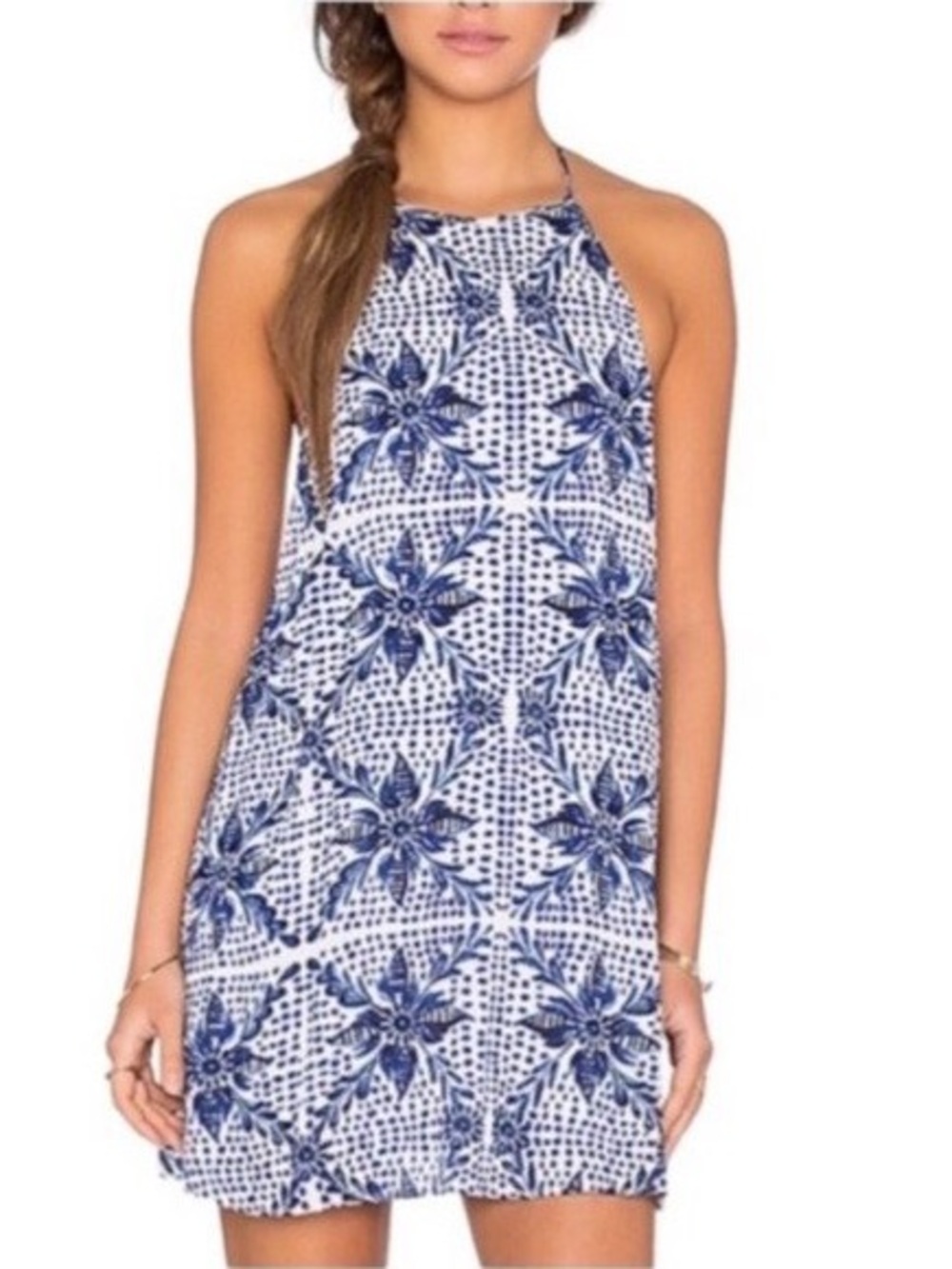 Show Me Your Mumu Katy Halter Dress | Blue/White Floral | XS